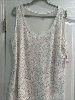 a.n.a White Sequin Scoop Neck Tank Top